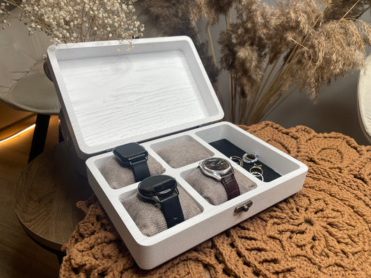 White Ash Wood Watch Box – Personalized Engraved Watch Case